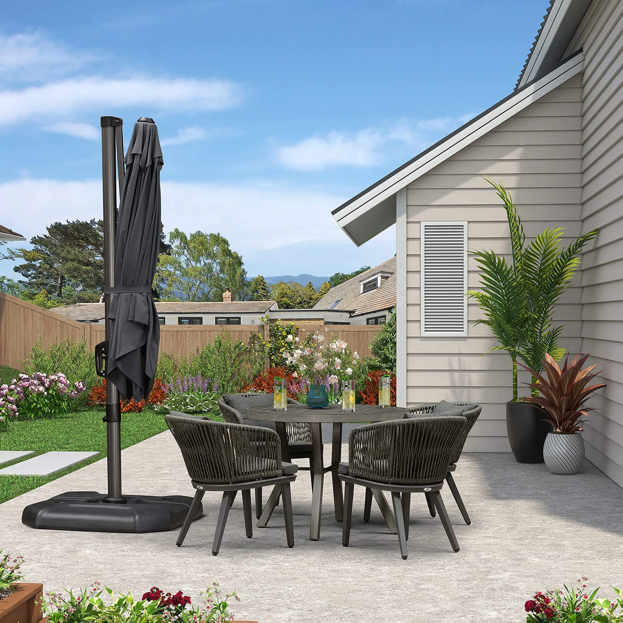 PURPLE LEAF Patio Outdoor Large Parasol Square and Rectangular Cantilever Yard Sun Parasol - Image 9