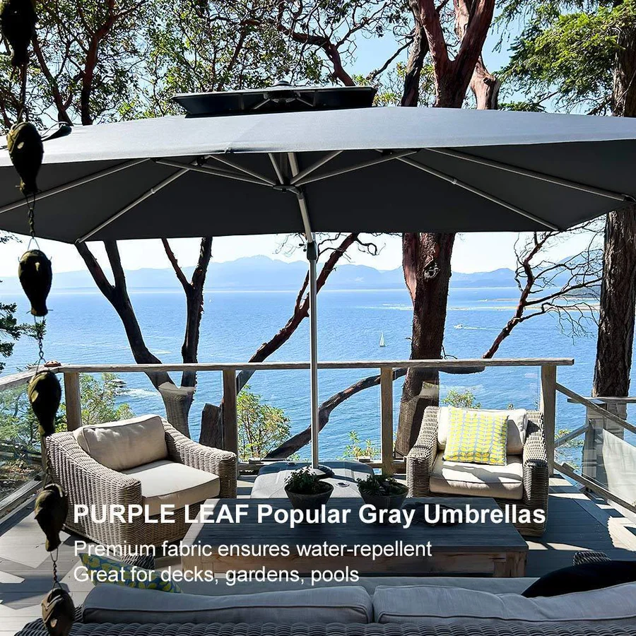 PURPLE LEAF Large Rectangular Porch Parasol Outside Cantilever Patio Yard Parasol - Image 105