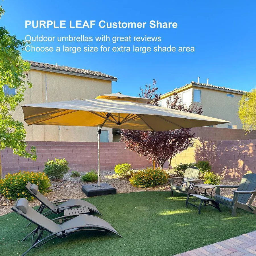 PURPLE LEAF Large Rectangular Porch Parasol Outside Cantilever Patio Yard Parasol - Image 108