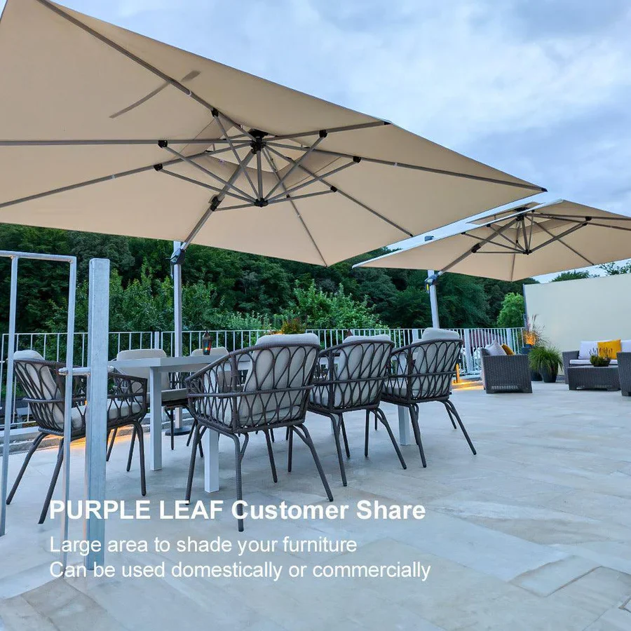 PURPLE LEAF Large Rectangular Porch Parasol Outside Cantilever Patio Yard Parasol - Image 109