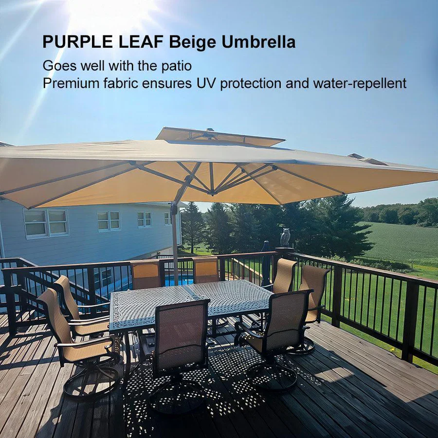PURPLE LEAF Large Rectangular Porch Parasol Outside Cantilever Patio Yard Parasol - Image 110