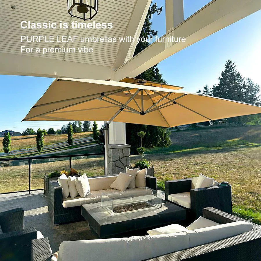 PURPLE LEAF Large Rectangular Porch Parasol Outside Cantilever Patio Yard Parasol - Image 117