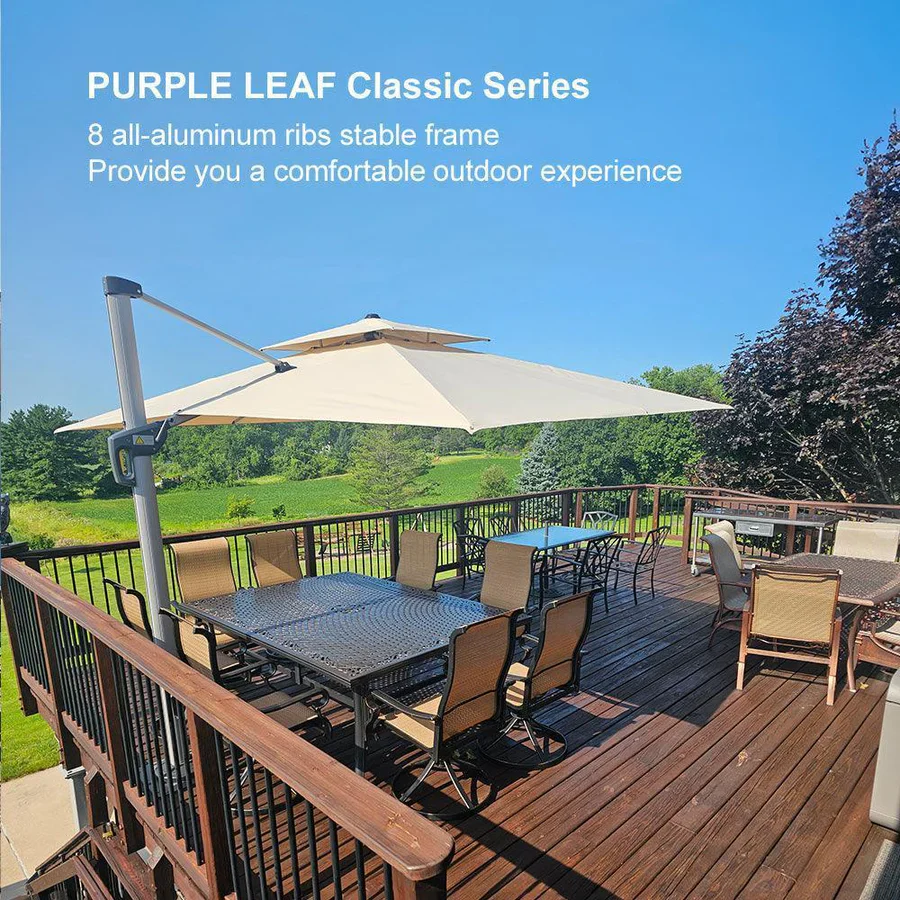 PURPLE LEAF Large Rectangular Porch Parasol Outside Cantilever Patio Yard Parasol - Image 119