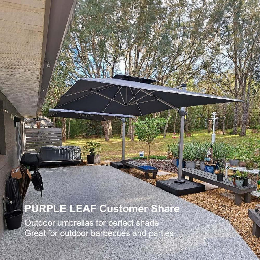 PURPLE LEAF Large Rectangular Porch Parasol Outside Cantilever Patio Yard Parasol - Image 123