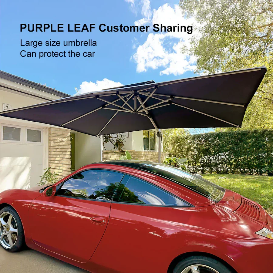 PURPLE LEAF Large Rectangular Porch Parasol Outside Cantilever Patio Yard Parasol - Image 124