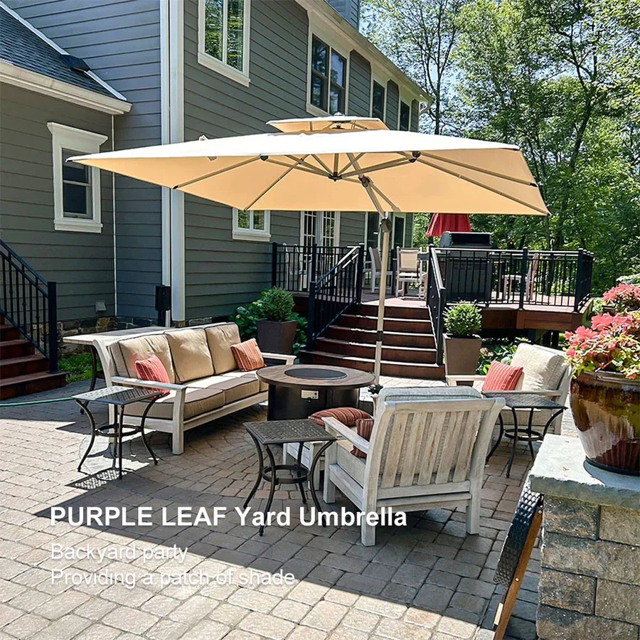 PURPLE LEAF Large Rectangular Porch Parasol Outside Cantilever Patio Yard Parasol - Image 128