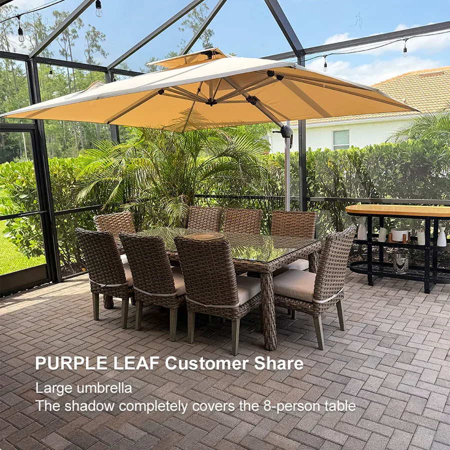 PURPLE LEAF Large Rectangular Porch Parasol Outside Cantilever Patio Yard Parasol - Image 129