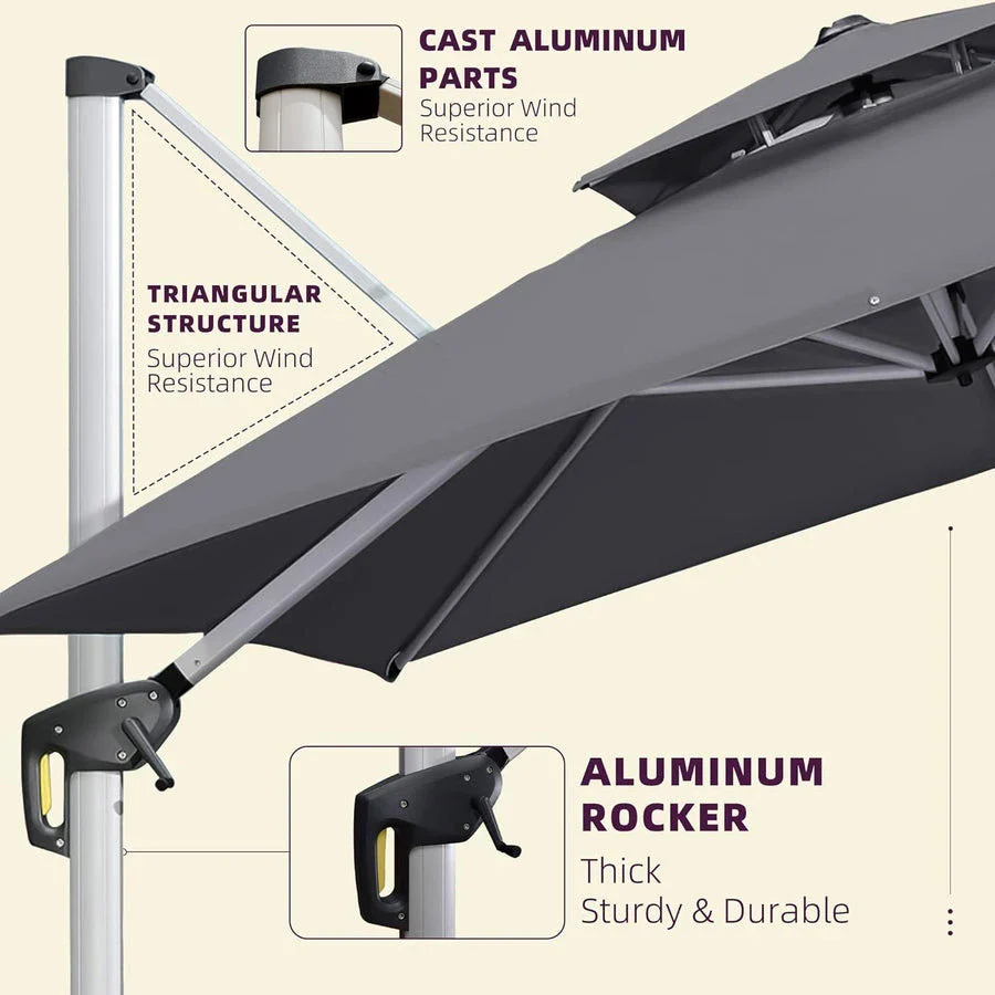 PURPLE LEAF Large Rectangular Porch Parasol Outside Cantilever Patio Yard Parasol - Image 18