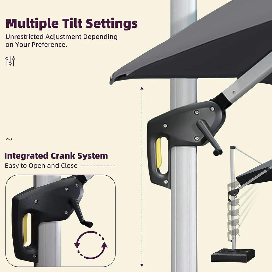 PURPLE LEAF Large Rectangular Porch Parasol Outside Cantilever Patio Yard Parasol - Image 19