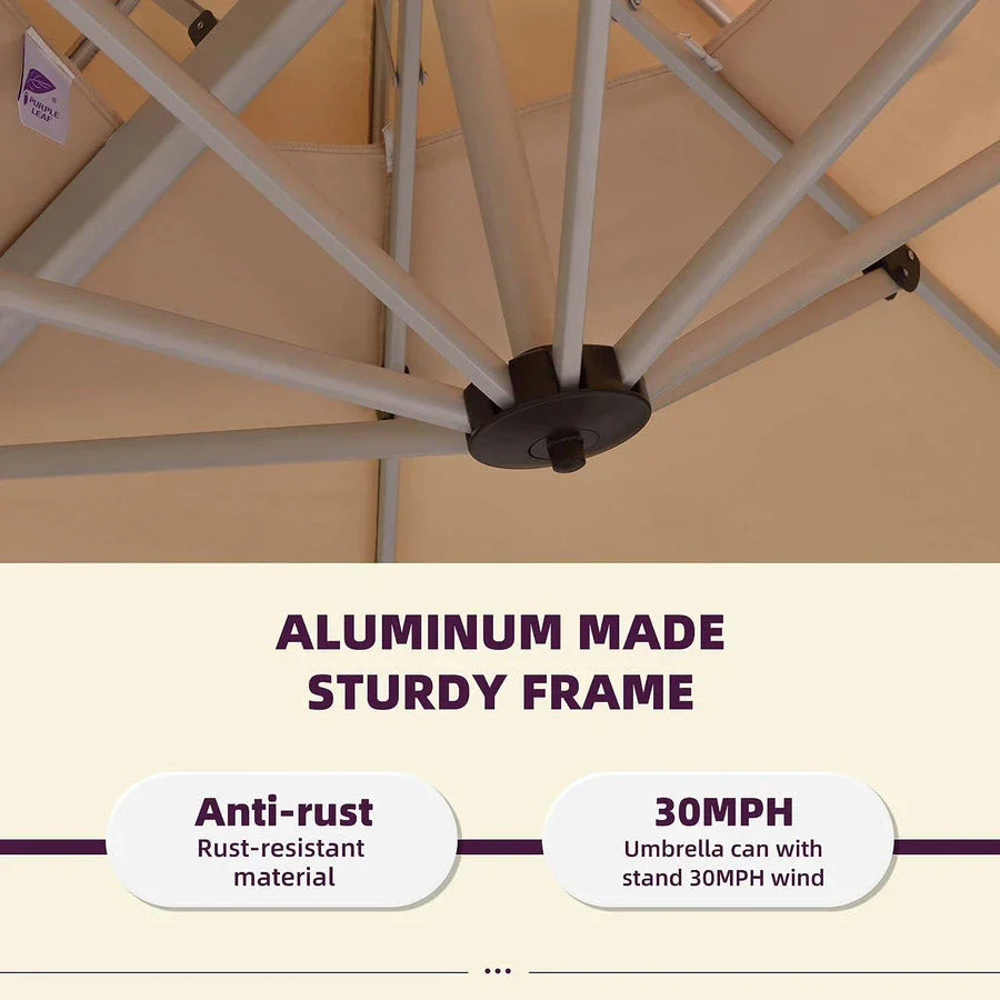 PURPLE LEAF Large Rectangular Porch Parasol Outside Cantilever Patio Yard Parasol - Image 31