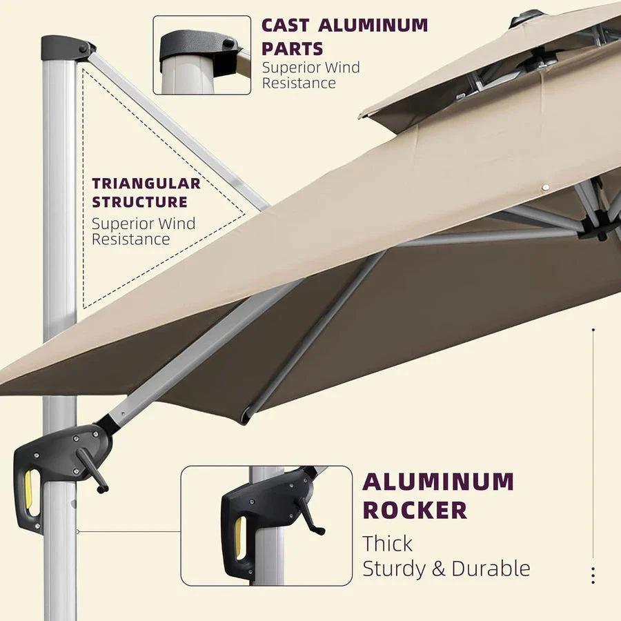 PURPLE LEAF Large Rectangular Porch Parasol Outside Cantilever Patio Yard Parasol - Image 33