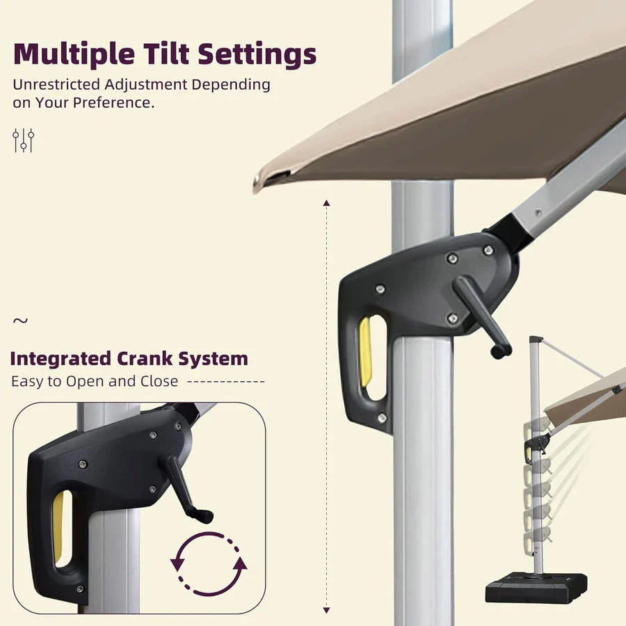 PURPLE LEAF Large Rectangular Porch Parasol Outside Cantilever Patio Yard Parasol - Image 34