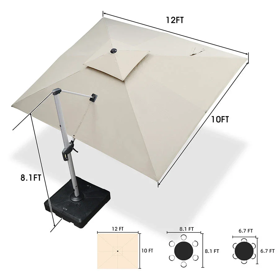 PURPLE LEAF Large Rectangular Porch Parasol Outside Cantilever Patio Yard Parasol - Image 69