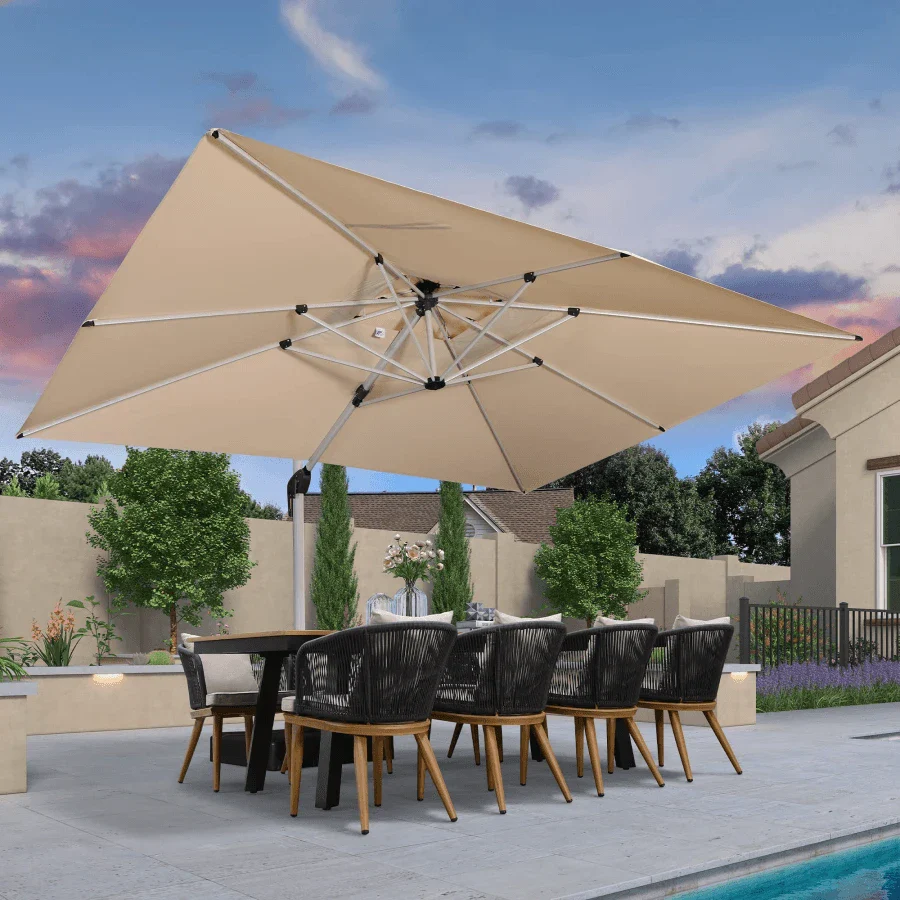 PURPLE LEAF Large Rectangular Porch Parasol Outside Cantilever Patio Yard Parasol - Image 84