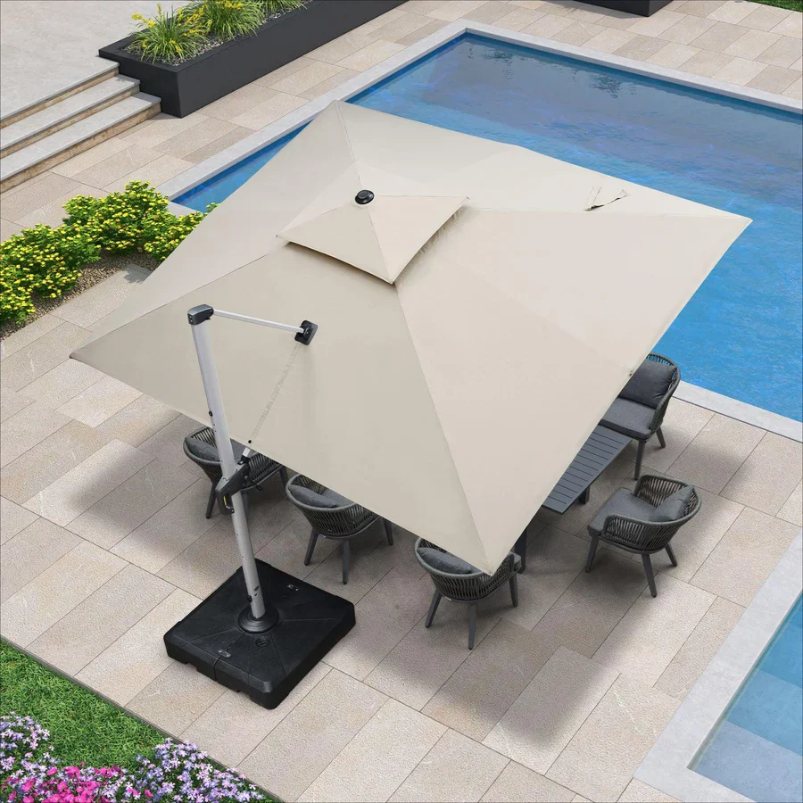 PURPLE LEAF Large Rectangular Porch Parasol Outside Cantilever Patio Yard Parasol - Image 93
