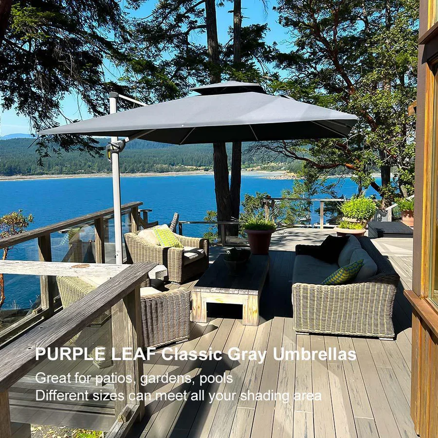 PURPLE LEAF Large Rectangular Porch Parasol Outside Cantilever Patio Yard Parasol - Image 97