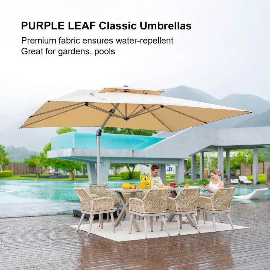 PURPLE LEAF Large Rectangular Porch Parasol Outside Cantilever Patio Yard Parasol - Image 99