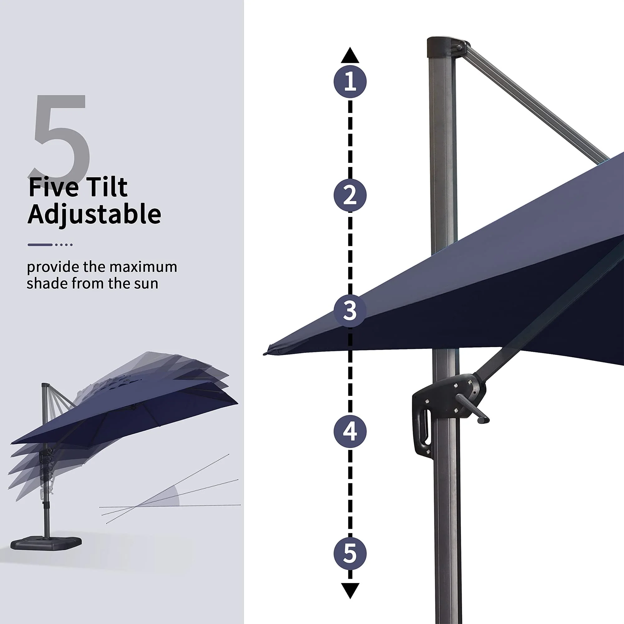 PURPLE LEAF LED Offset Cantilever Parasol with Lights - Image 18