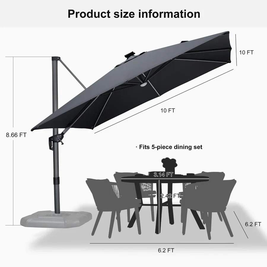 PURPLE LEAF LED Offset Cantilever Parasol with Lights - Image 35