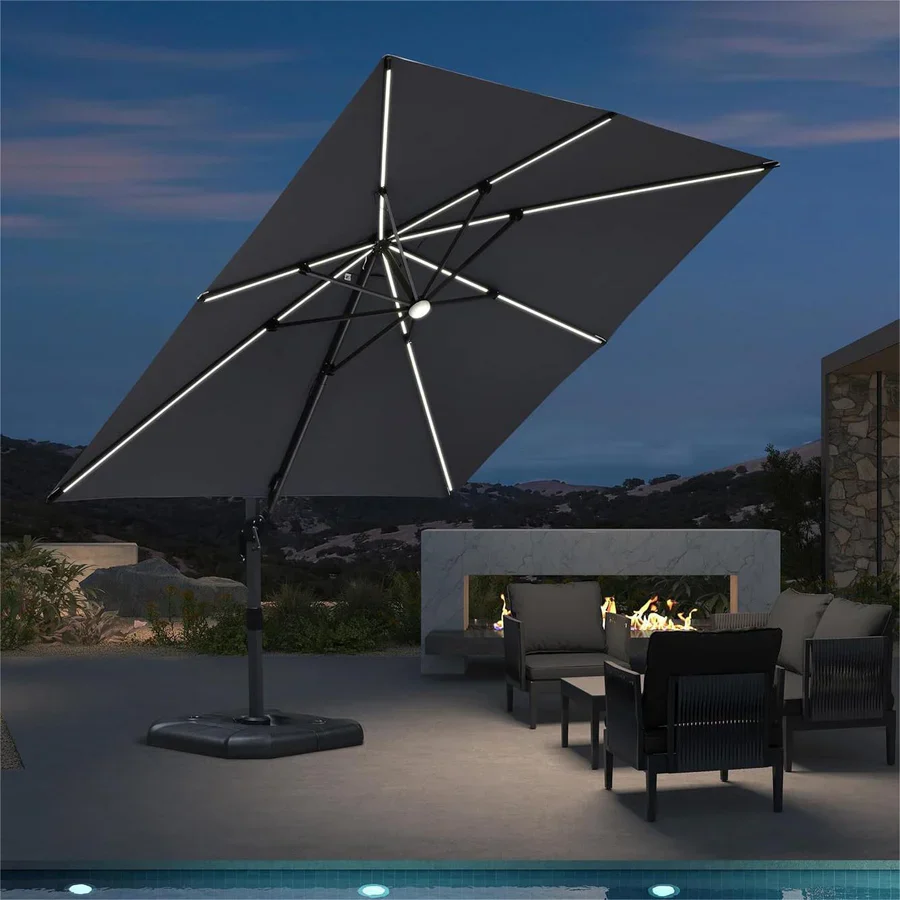 PURPLE LEAF LED Offset Cantilever Parasol with Lights - Image 42