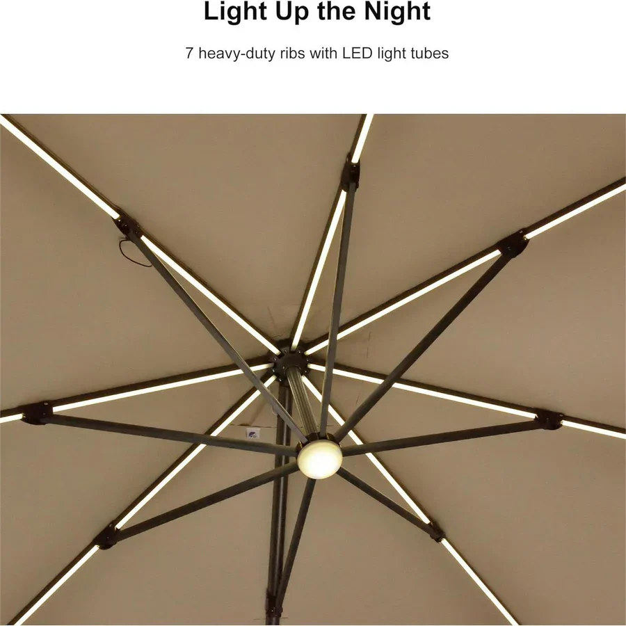 PURPLE LEAF LED Offset Cantilever Parasol with Lights - Image 48