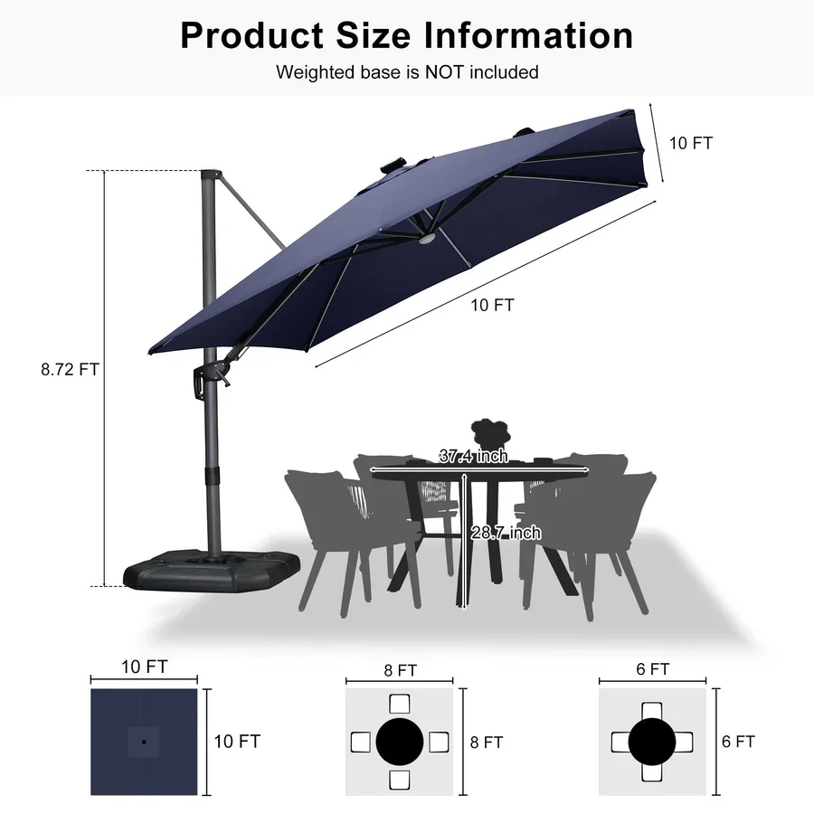 PURPLE LEAF LED Offset Cantilever Parasol with Lights - Image 71