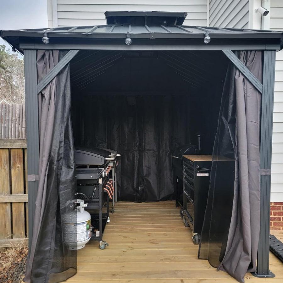 PURPLE LEAF Grey Hardtop Gazebo with Heavy Duty Galvanized Steel Double Roof with String Lights-clear - Image 24