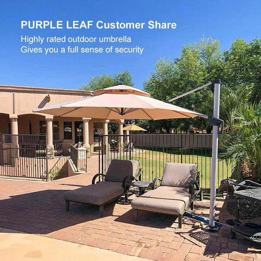 PURPLE LEAF Double Top 360 Degree Rotation Round Outdoor Classic Parasol - Image 100
