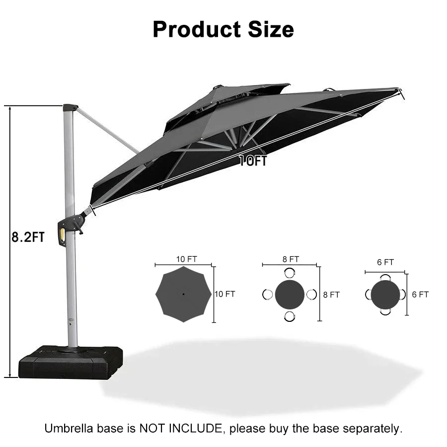 PURPLE LEAF Double Top 360 Degree Rotation Round Outdoor Classic Parasol - Image 101