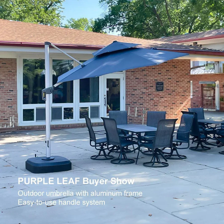 PURPLE LEAF Double Top 360 Degree Rotation Round Outdoor Classic Parasol - Image 102