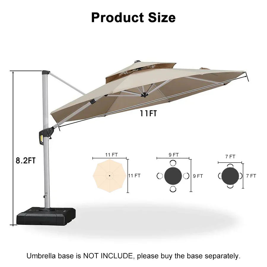 PURPLE LEAF Double Top 360 Degree Rotation Round Outdoor Classic Parasol - Image 104
