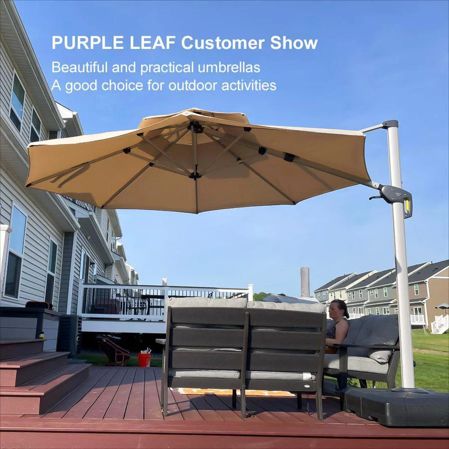 PURPLE LEAF Double Top 360 Degree Rotation Round Outdoor Classic Parasol - Image 105