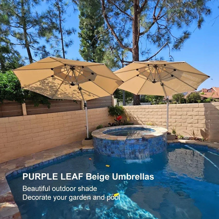 PURPLE LEAF Double Top 360 Degree Rotation Round Outdoor Classic Parasol - Image 106
