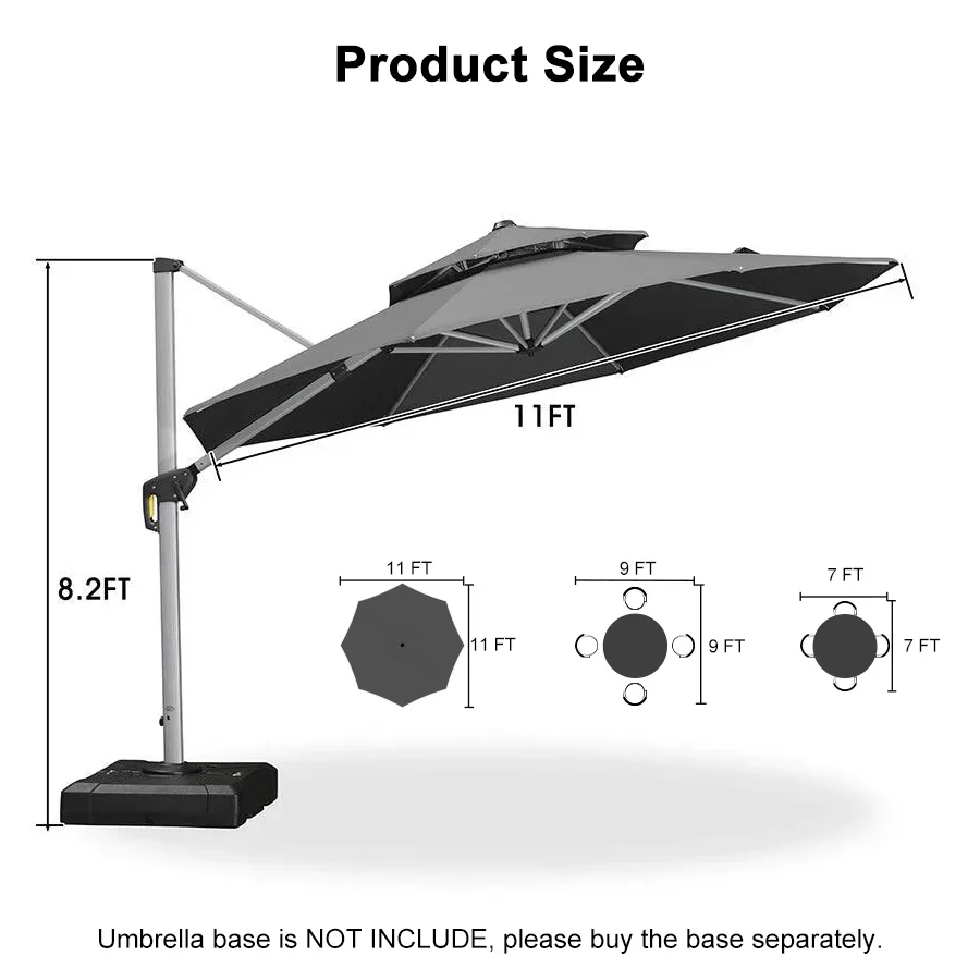 PURPLE LEAF Double Top 360 Degree Rotation Round Outdoor Classic Parasol - Image 107