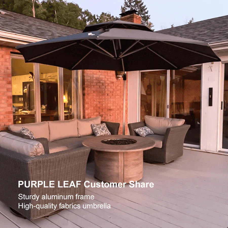 PURPLE LEAF Double Top 360 Degree Rotation Round Outdoor Classic Parasol - Image 108