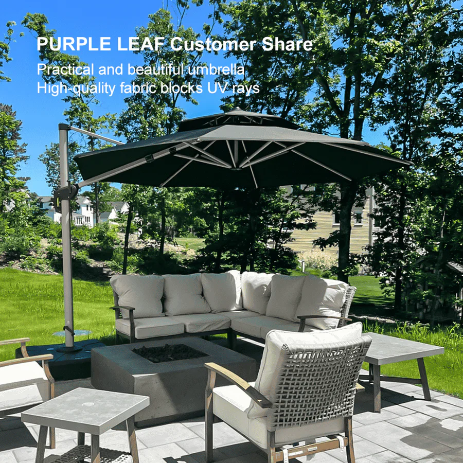 PURPLE LEAF Double Top 360 Degree Rotation Round Outdoor Classic Parasol - Image 109