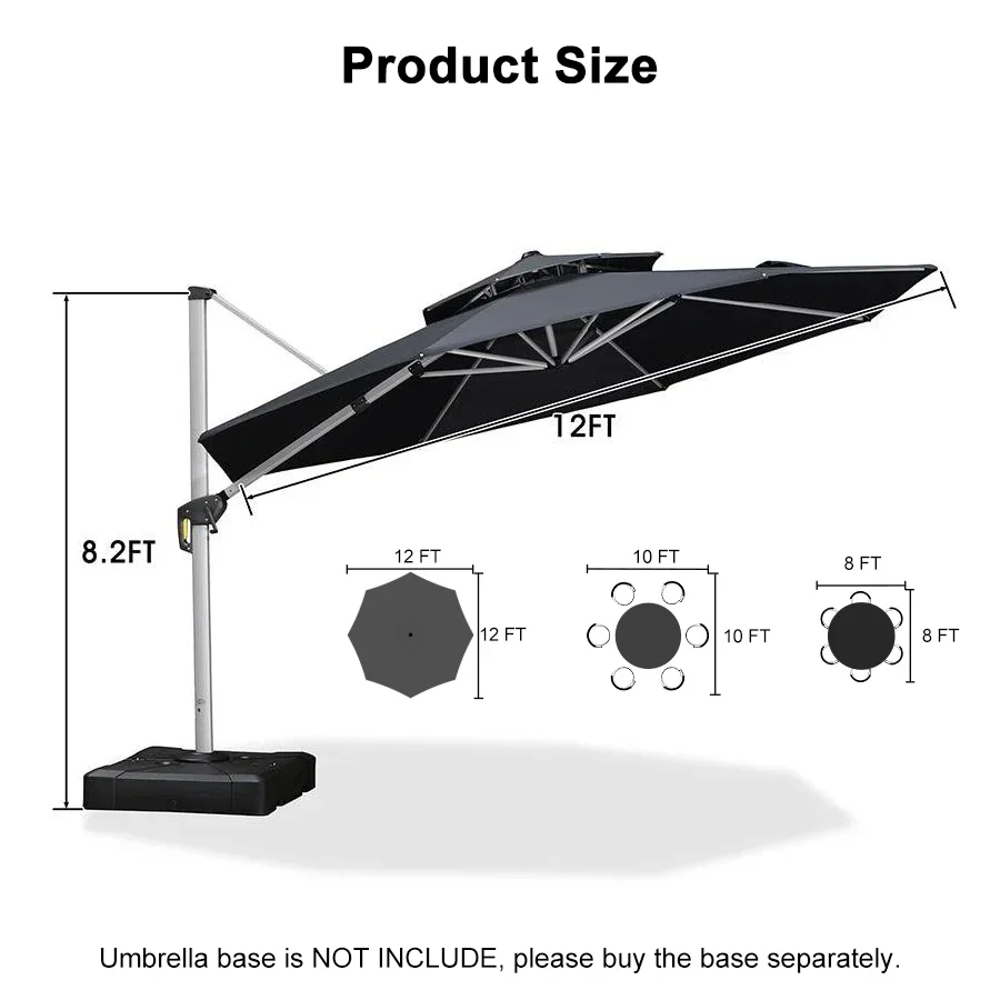 PURPLE LEAF Double Top 360 Degree Rotation Round Outdoor Classic Parasol - Image 110