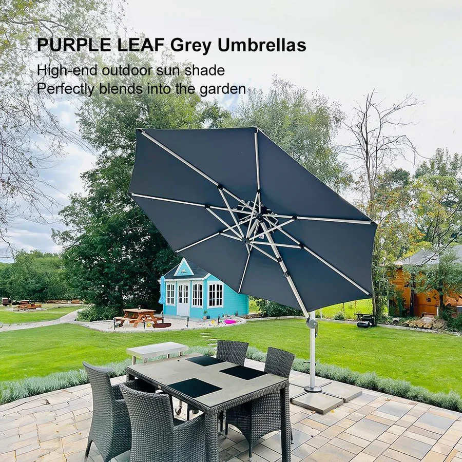 PURPLE LEAF Double Top 360 Degree Rotation Round Outdoor Classic Parasol - Image 111
