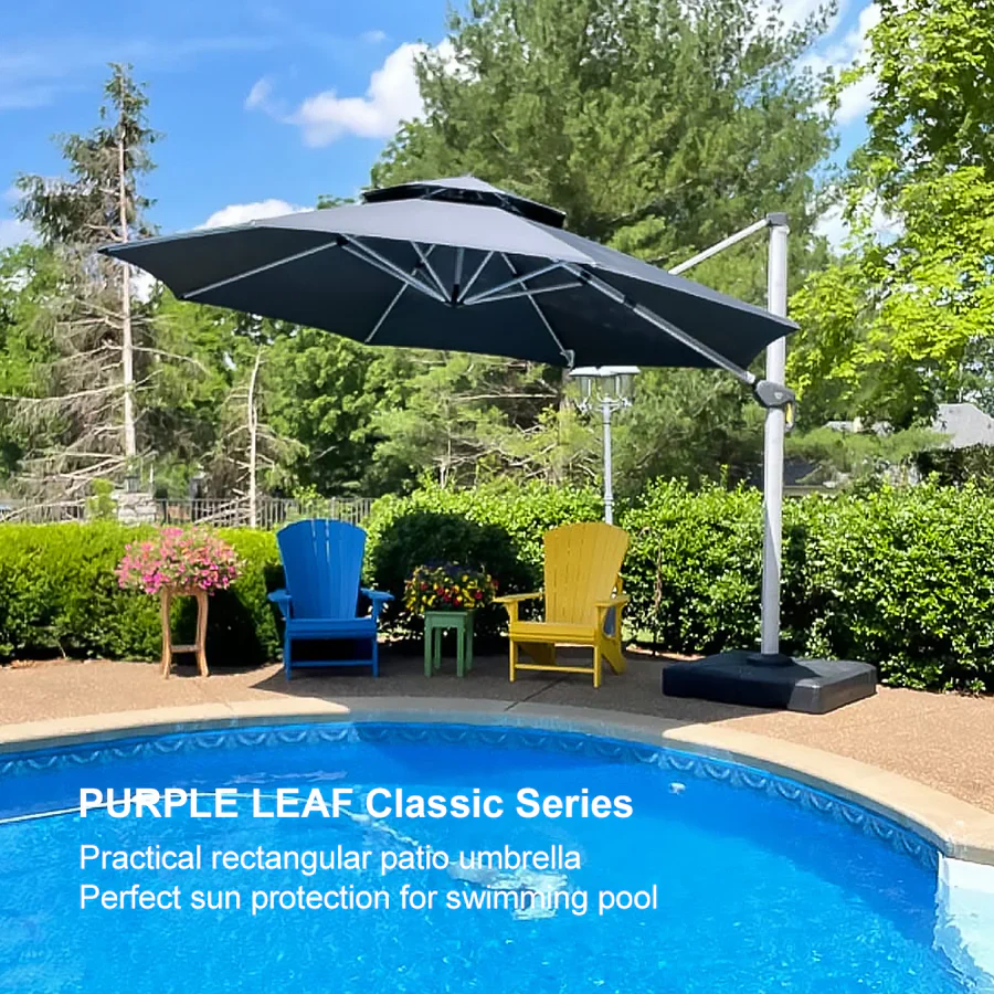 PURPLE LEAF Double Top 360 Degree Rotation Round Outdoor Classic Parasol - Image 112