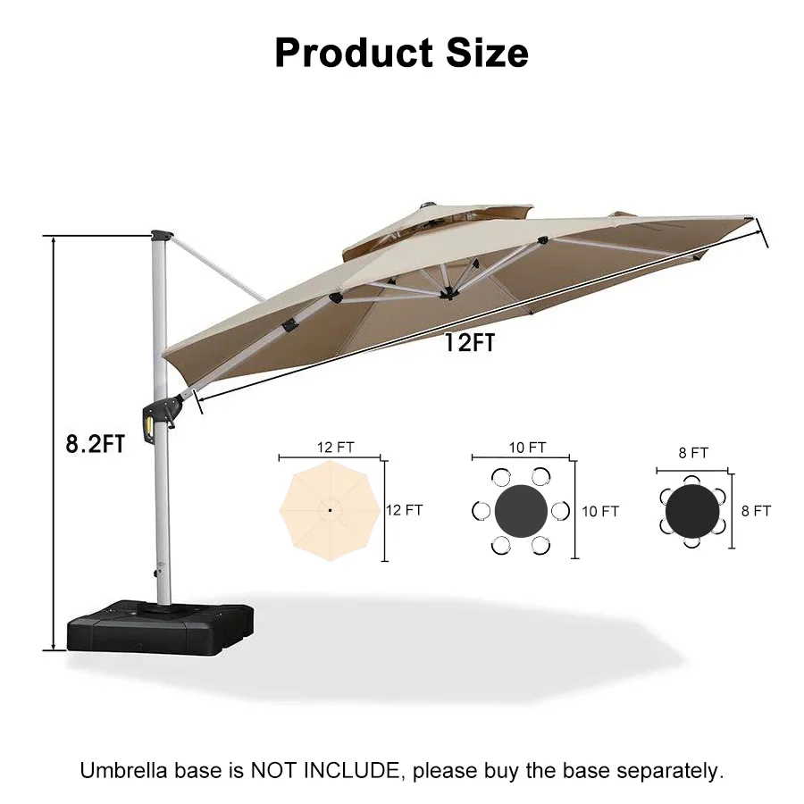 PURPLE LEAF Double Top 360 Degree Rotation Round Outdoor Classic Parasol - Image 113