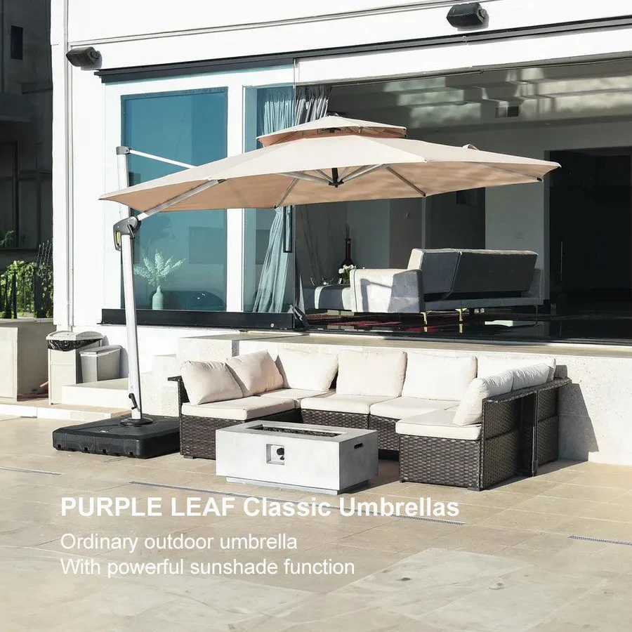 PURPLE LEAF Double Top 360 Degree Rotation Round Outdoor Classic Parasol - Image 115