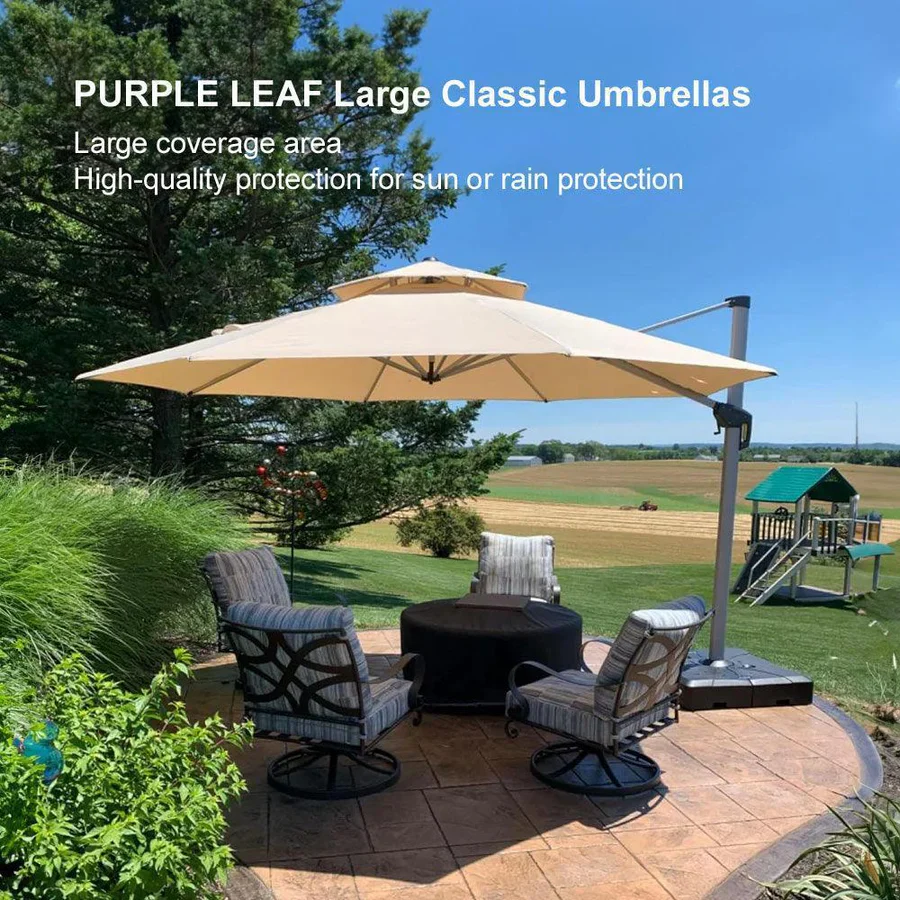 PURPLE LEAF Double Top 360 Degree Rotation Round Outdoor Classic Parasol - Image 118