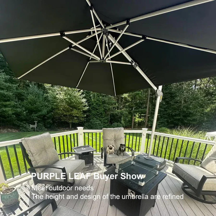 PURPLE LEAF Double Top 360 Degree Rotation Round Outdoor Classic Parasol - Image 120