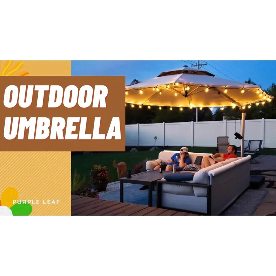 PURPLE LEAF Double Top 360 Degree Rotation Round Outdoor Classic Parasol - Image 14