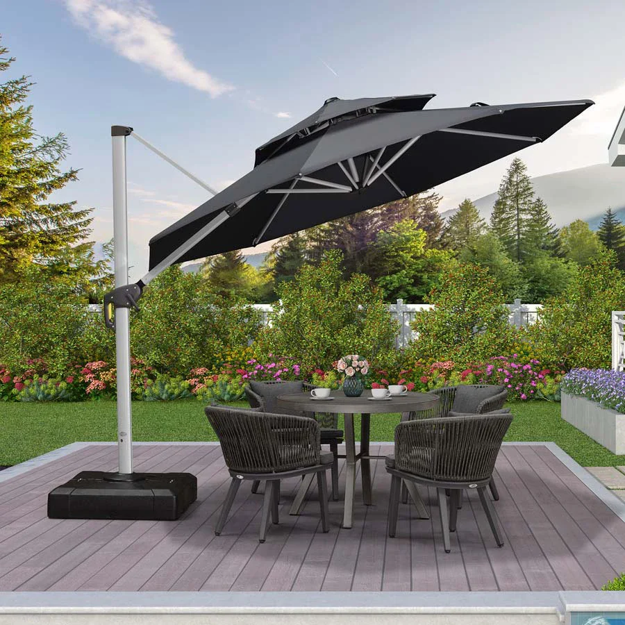 PURPLE LEAF Double Top 360 Degree Rotation Round Outdoor Classic Parasol - Image 15