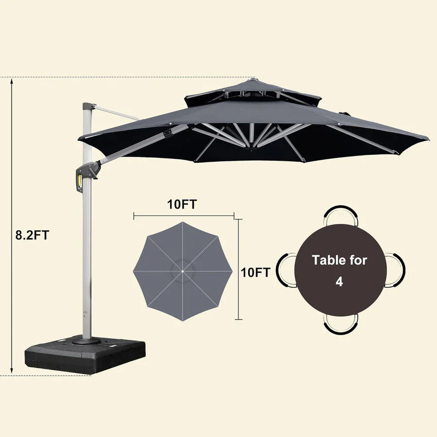 PURPLE LEAF Double Top 360 Degree Rotation Round Outdoor Classic Parasol - Image 20