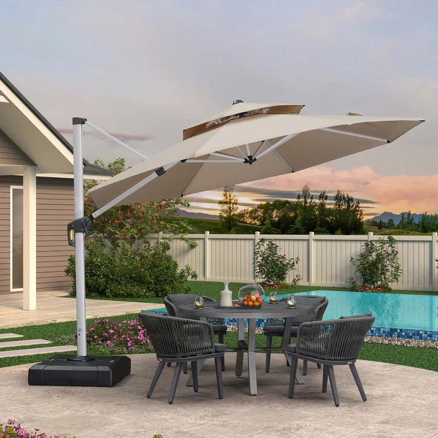 PURPLE LEAF Double Top 360 Degree Rotation Round Outdoor Classic Parasol - Image 27