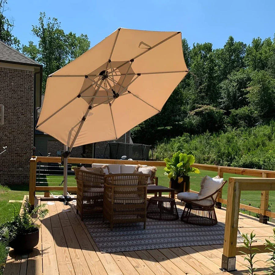 PURPLE LEAF Double Top 360 Degree Rotation Round Outdoor Classic Parasol - Image 28
