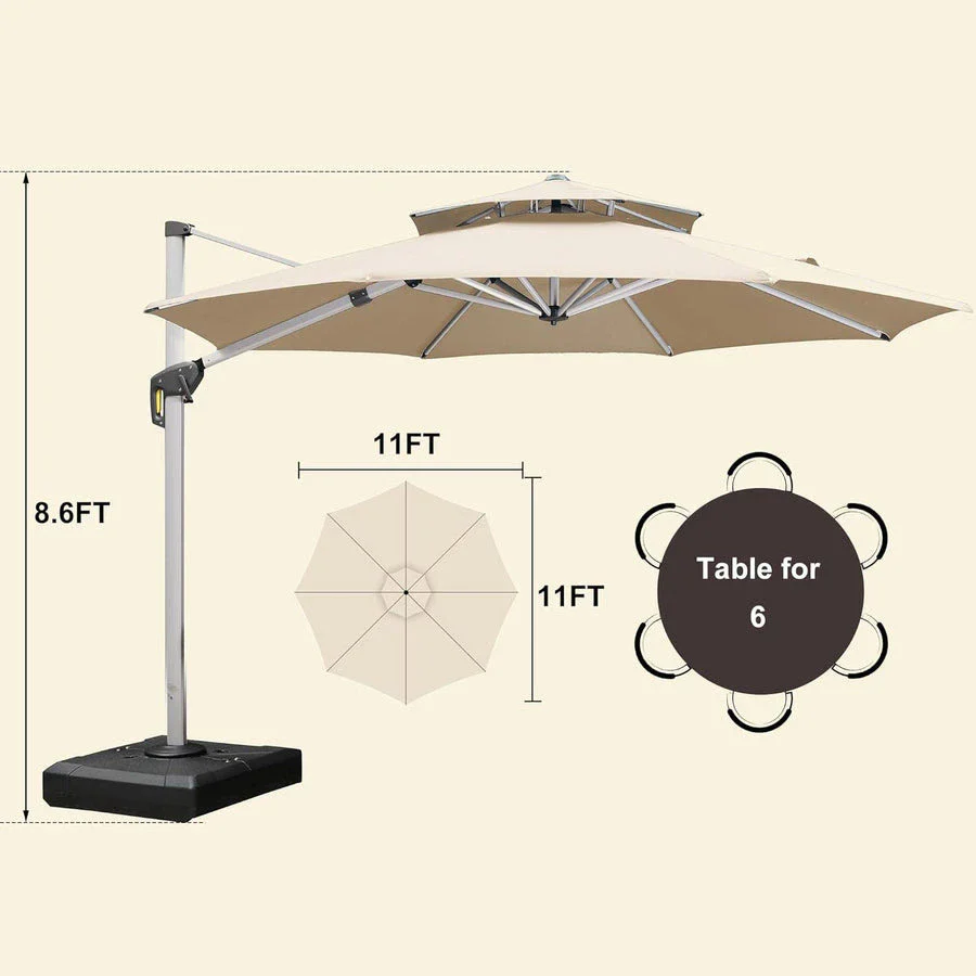 PURPLE LEAF Double Top 360 Degree Rotation Round Outdoor Classic Parasol - Image 34