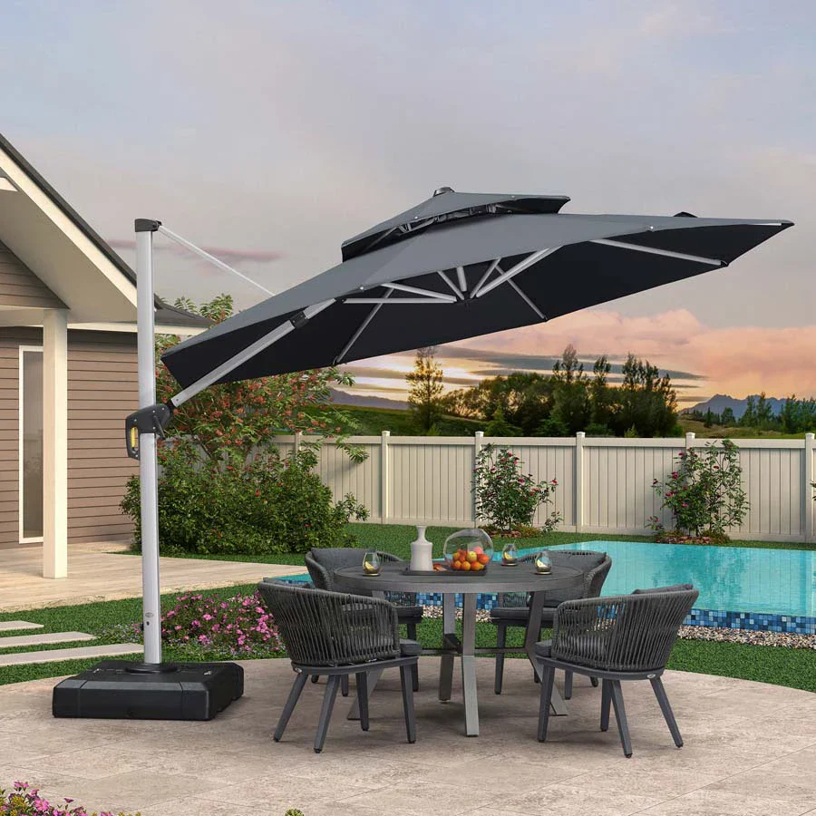 PURPLE LEAF Double Top 360 Degree Rotation Round Outdoor Classic Parasol - Image 37